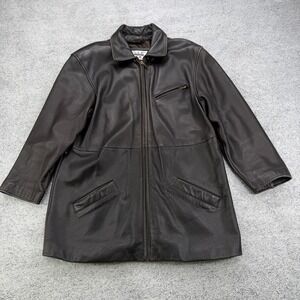 Wilsons Pelle Studio Jacket Men Medium Brown Soft Leather Full Zip Pocket Collar